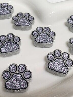 Pawprint Daisies Beads 2 Pcs Focal Beads Jewelry Making Beaded Pen Charms Crafts